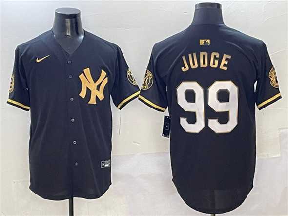 Mens New York Yankees #99 Aaron Judge Black Gold With Patch Limited Stitched Jersey